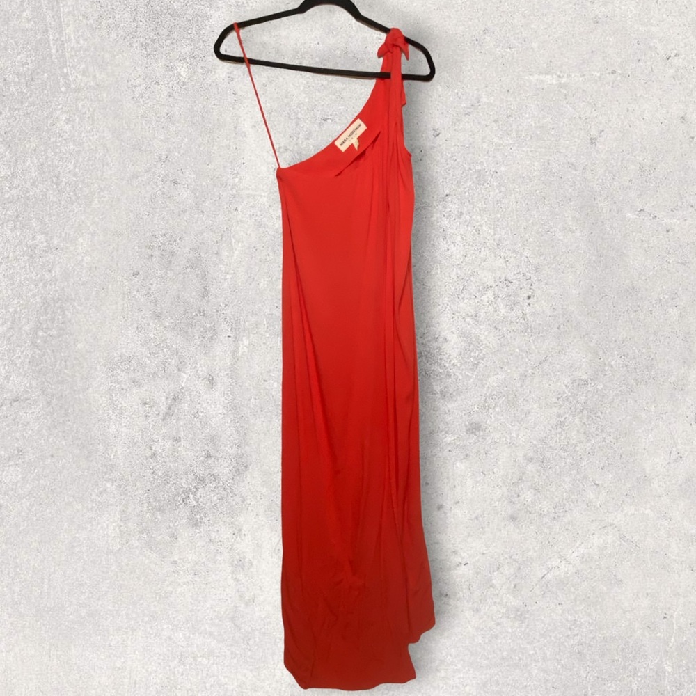 Mara Hoffman Swim Salmon Orange Off-Shoulder Knot Maxi Dress Size Small
